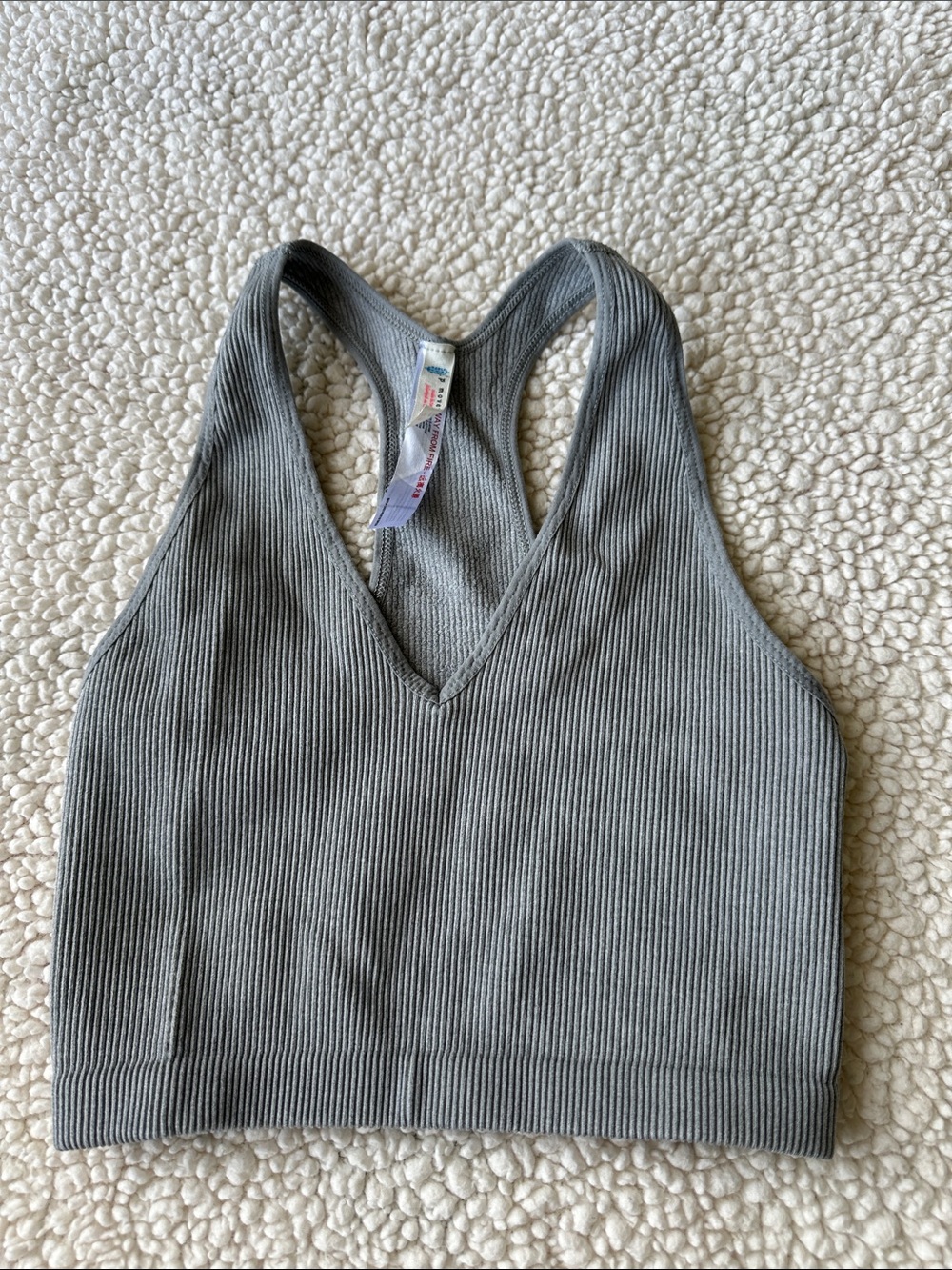 Free People Movement Ribbed Cropped Tank Size S Grey NWOT